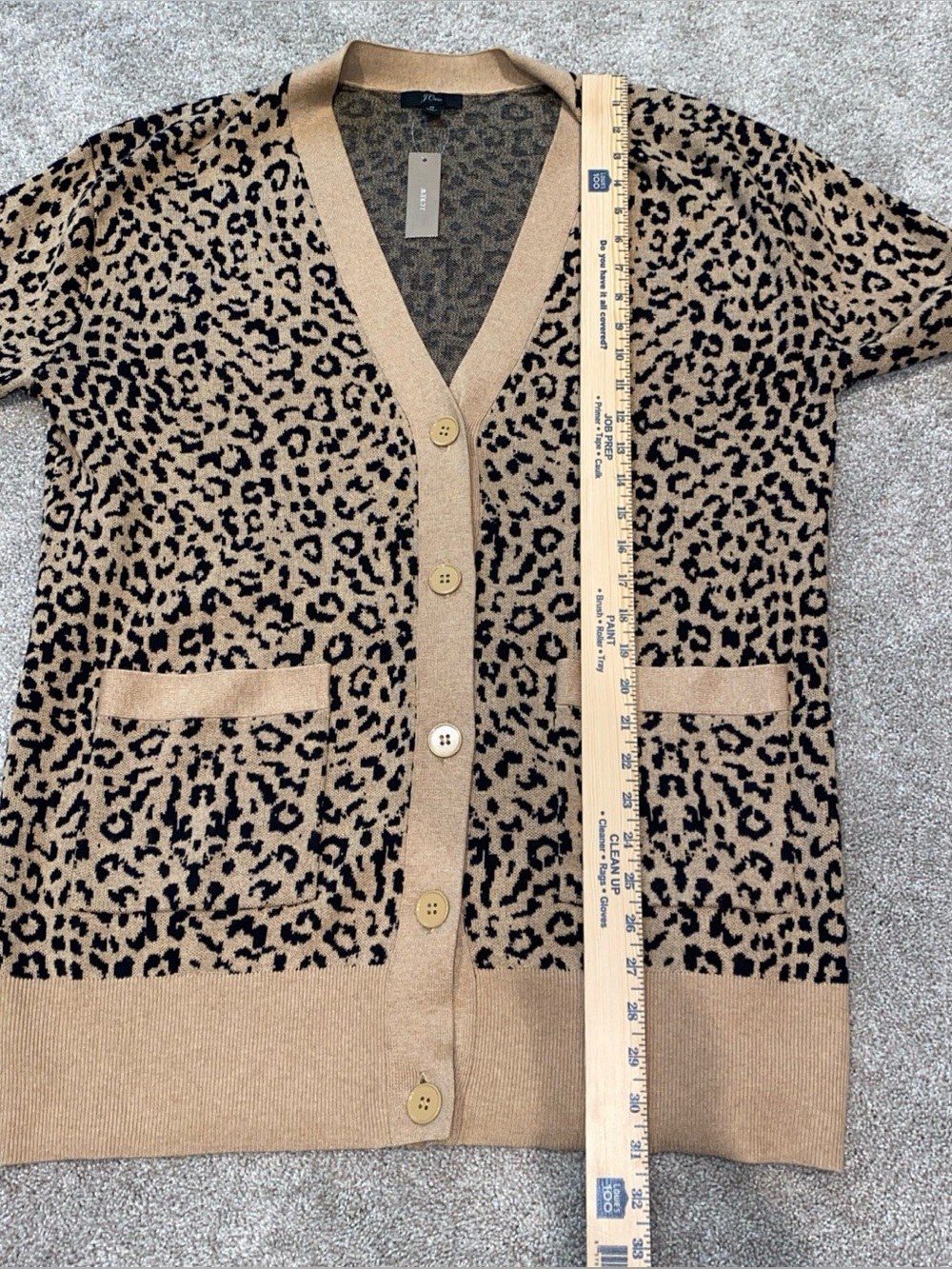 J.Crew Leopard Print Cardigan Sweater Wool Blend V Neck Woman’s M Pockets NWT - Picture 5 of 6